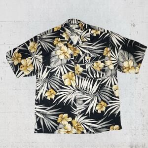 Tommy Bahama Hawaiian Shirt Mens L Tropical 100% Silk Aloha Camp Beach Tiki